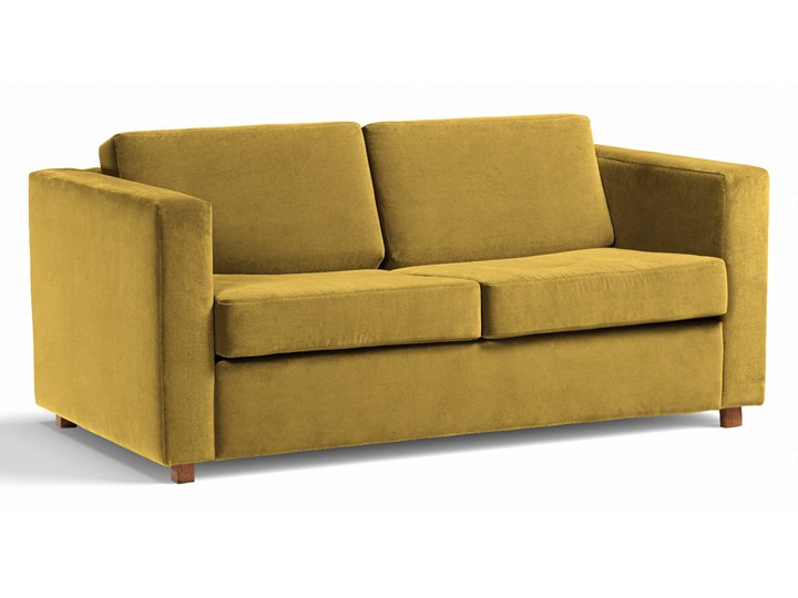 Sofa Narcisser 2-osobowa Welurowa z funkcją spania (Welur bawełna 100% CIEMNOZIELONY :welur/CIEMNOZIELONY) Kolor Żółty Stała konstrukcja Pomieszczenie Salon