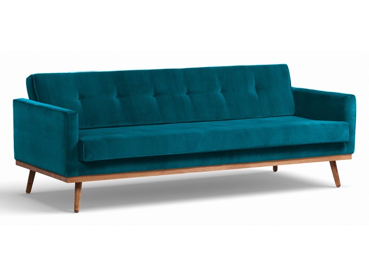 Sofa Klematisar 3-osobowa Welurowa z funkcją spania (Deluxe - welur łatwozmywalny PEACOCK :deluxe/PEACOCK) Stała konstrukcja Głębokość 91 cm Nóżki Na nóżkach