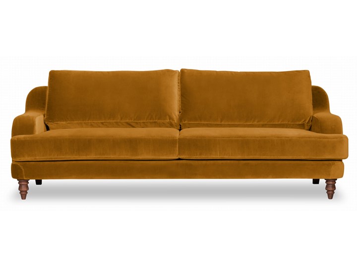 Sofa Mirar 3-osobowa welurowa (Welur bawełna 100% OLIWKOWY :welur/OLIWKOWY) Stała konstrukcja Styl Skandynawski