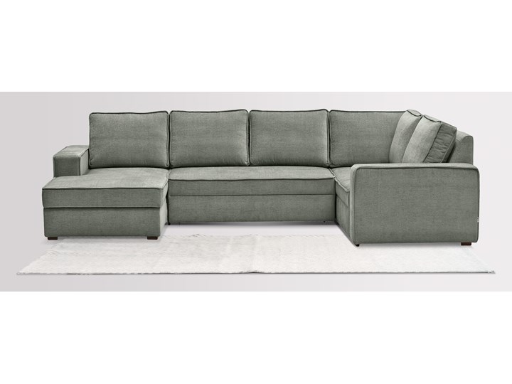 Narożnik Tulpaner U-Shape welurowy z funkcją spania i pojemnikiem na pościel (Deluxe - welur łatwozmywalny SKY :deluxe/SKY) Wysokość 90 cm Szerokość 332 cm Głębokość 205 cm W kształcie litery U Liczba miejsc Pięcioosobowy i więcej