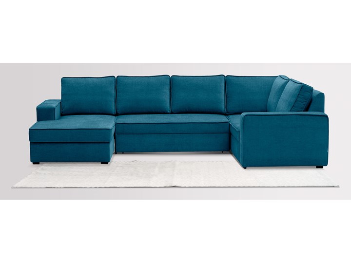 Narożnik Tulpaner U-Shape welurowy z funkcją spania i pojemnikiem na pościel (Deluxe - welur łatwozmywalny SKY :deluxe/SKY) Wysokość 90 cm W kształcie litery U Szerokość 332 cm Funkcje Z pojemnikiem na pościel Głębokość 205 cm Materiał obicia Sztruks
