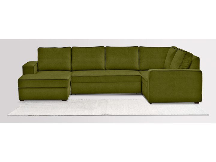 Narożnik Tulpaner U-Shape welurowy z funkcją spania i pojemnikiem na pościel (Deluxe - welur łatwozmywalny SKY :deluxe/SKY) Nóżki Na nóżkach Wysokość 90 cm Głębokość 205 cm W kształcie litery U Szerokość 332 cm Rozkładanie Rozkładany