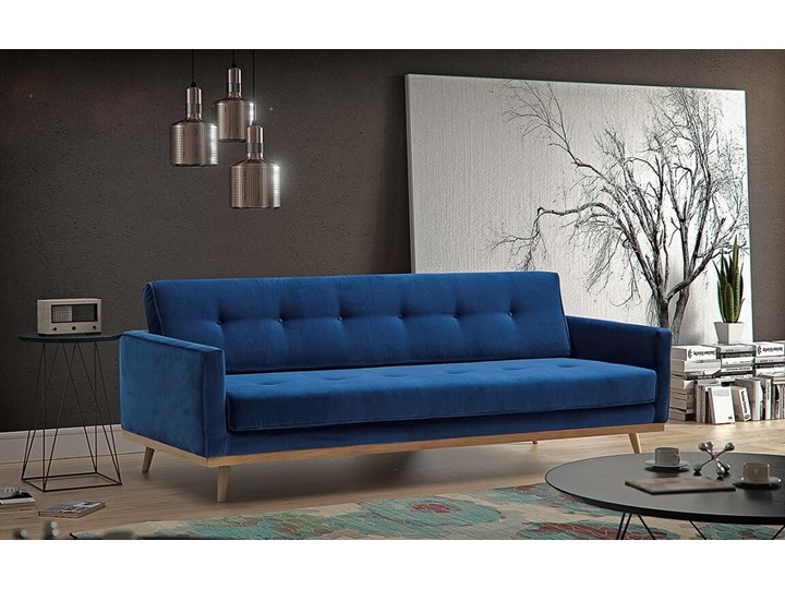 Sofa Klematisar 3-osobowa Welurowa z funkcją spania (Deluxe - welur łatwozmywalny PEACOCK :deluxe/PEACOCK) Stała konstrukcja Głębokość 91 cm Typ Gładkie Kategoria Sofy i kanapy
