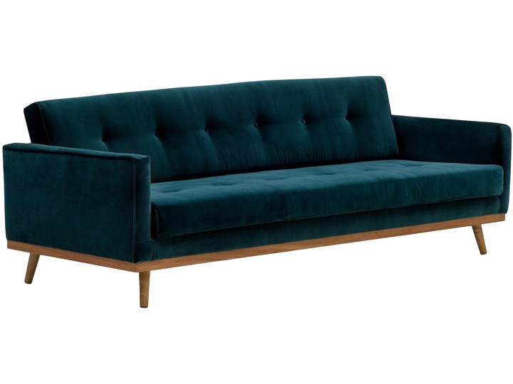 Sofa Klematisar 3-osobowa Welurowa z funkcją spania (Deluxe - welur łatwozmywalny PEACOCK :deluxe/PEACOCK) Głębokość 91 cm Stała konstrukcja Typ Gładkie