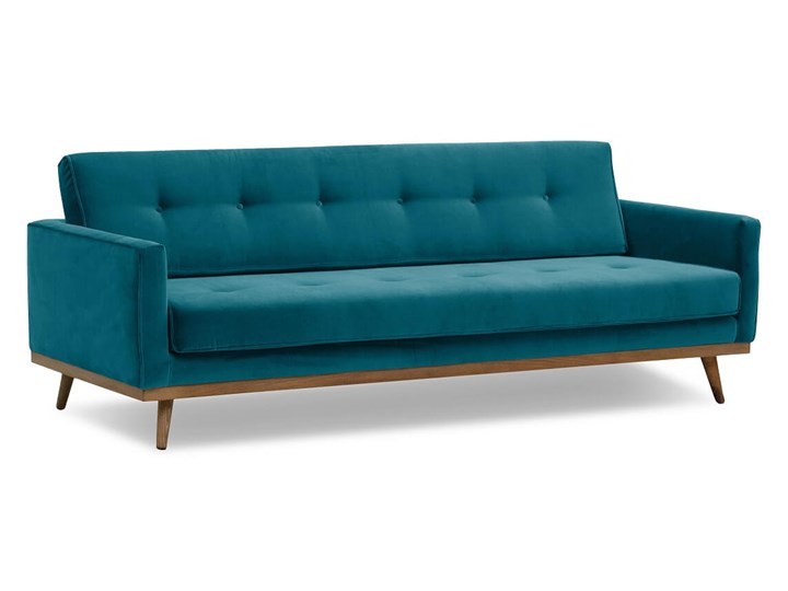 Sofa Klematisar 3-osobowa Welurowa z funkcją spania (Deluxe - welur łatwozmywalny PEACOCK :deluxe/PEACOCK) Głębokość 91 cm Stała konstrukcja Materiał obicia Tkanina