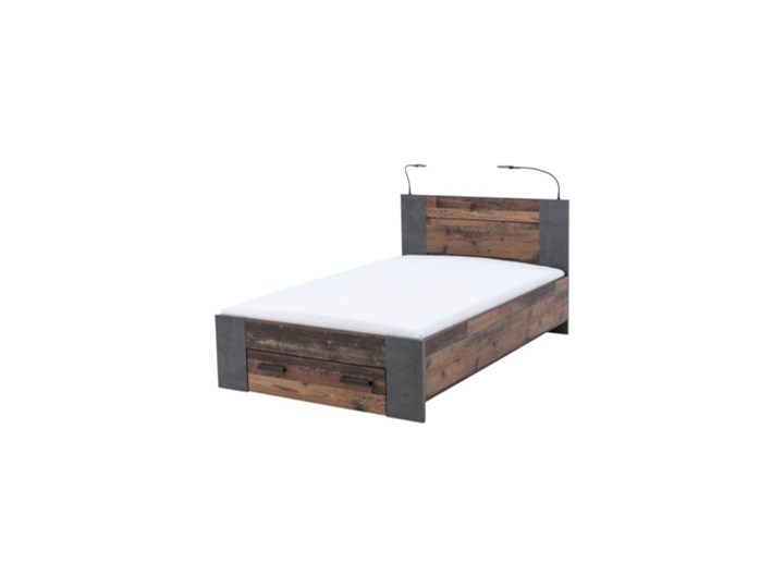 Salony Agata Łóżko CLIF CLFL1141- C546 140x200 cm 140x200 Drewno Styl Industrialny Łóżko drewniane Kolor Brązowy