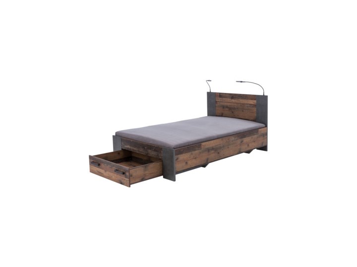 Salony Agata Łóżko CLIF CLFL1141- C546 140x200 cm 140x200 Łóżko drewniane Drewno Styl Industrialny Kolor Brązowy