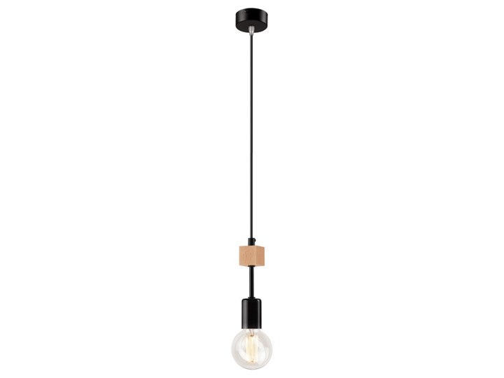 ORAZIO lampa wisząca 1-punktowa czarna - naturalny buk Metal Drewno Styl Skandynawski Żarówka na kablu Kategoria Lampy wiszące