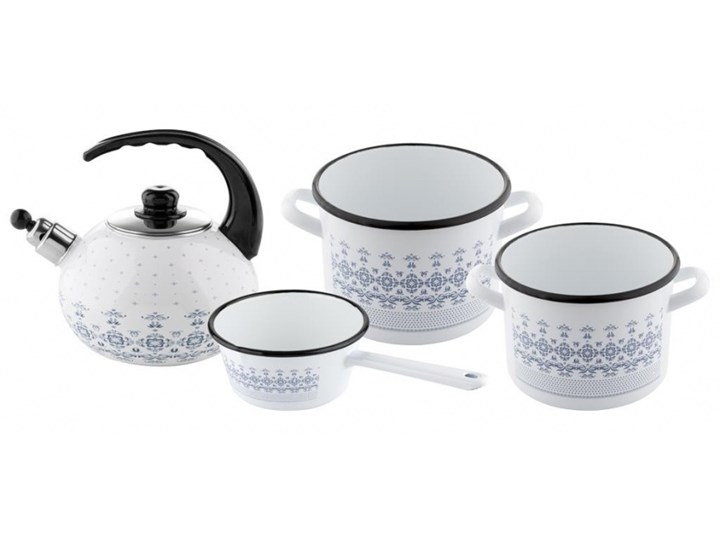 GARNKI EMALIOWANE PROSTE MAJOLICA B/P KOMPLET 5EL kod: 000-KPL-MAJOLICA Emalia Kategoria Zestawy garnków i patelni