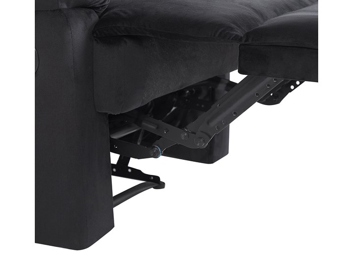 Rozkładany fotel telewizyjny czarny tapicerownany welurem rozkładane oparcie i podnóżek retro design Fotel rozkładany Tworzywo sztuczne Fotel inspirowany Tkanina Metal Styl Nowoczesny