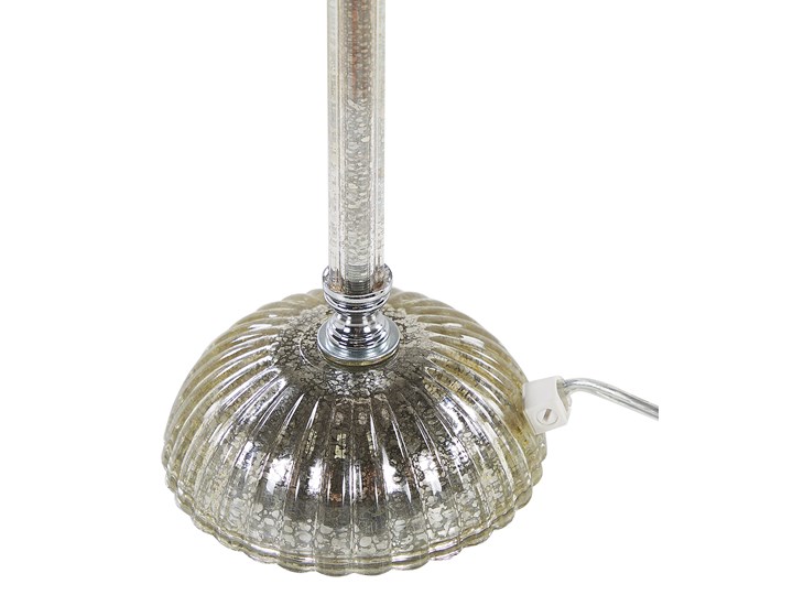 Lampa stołowa nocna biała srebrna nóżka styl glamour salon sypialnia Lampa nocna Lampa z abażurem Kolor Srebrny