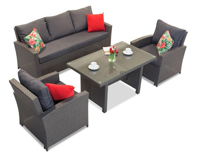 Zestaw mebli z technorattanu Parma Apetito 5 antracyt Garden Point Tworzywo sztuczne Zestawy wypoczynkowe Stal Styl Nowoczesny