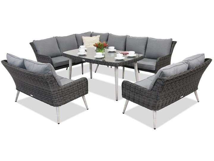 Meble ogrodowe Bilbao Comida 9 Garden Point antracyt Zestawy wypoczynkowe Tworzywo sztuczne Technorattan Aluminium Zawartość zestawu Stół