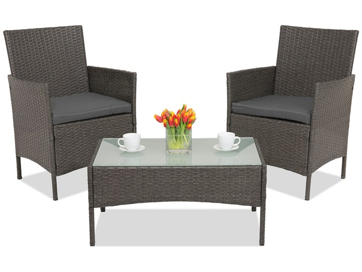 Meble ogrodowe z technorattanu Calabria Premium Terrace Garden Point antracyt Zestawy kawowe Styl Minimalistyczny Tworzywo sztuczne Stal Zawartość zestawu Fotele