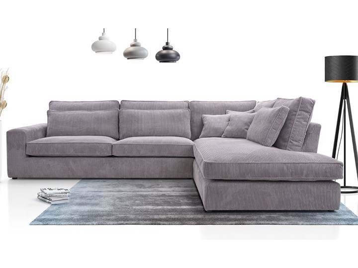 Narożnik Lincoln sztruks do salonu Kategoria Narożniki Głębokość 224 cm Szerokość 314 cm Wysokość 89 cm Kolor Szary