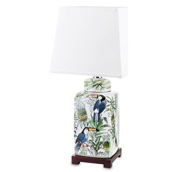 TUKANY lampa ceramiczna z motywem egzotycznym , wys. 65 cm