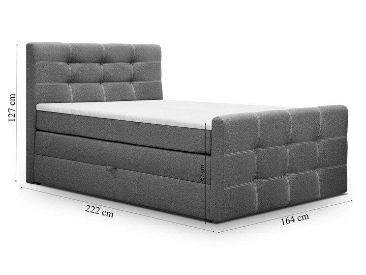 Łóżko do sypialni 160x200 w stylu kontynentalnym BLING Łóżko tapicerowane Łóżko kontynentalne Kolor Szary