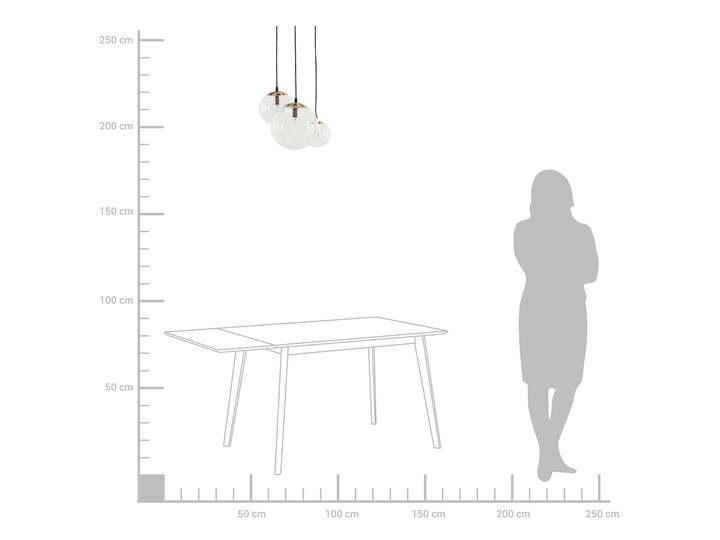 Lampa wisząca przezroczysta szklana 3-punktowa kuliste klosze Metal Lampa z kloszem Mosiądz Szkło Kolor Przezroczysty