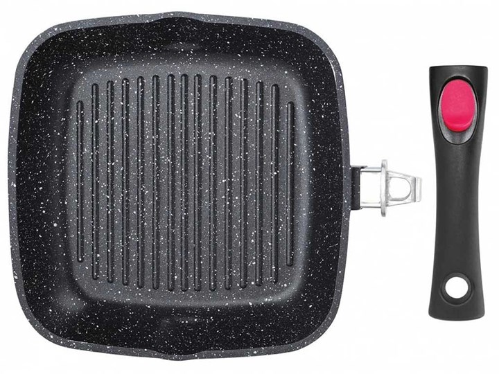 Patelnia kwadratowa granitowa grillowa Kinghoff KH 1511 28x28 Aluminium Patelnia grillowa Średnica 28 cm Indukcja