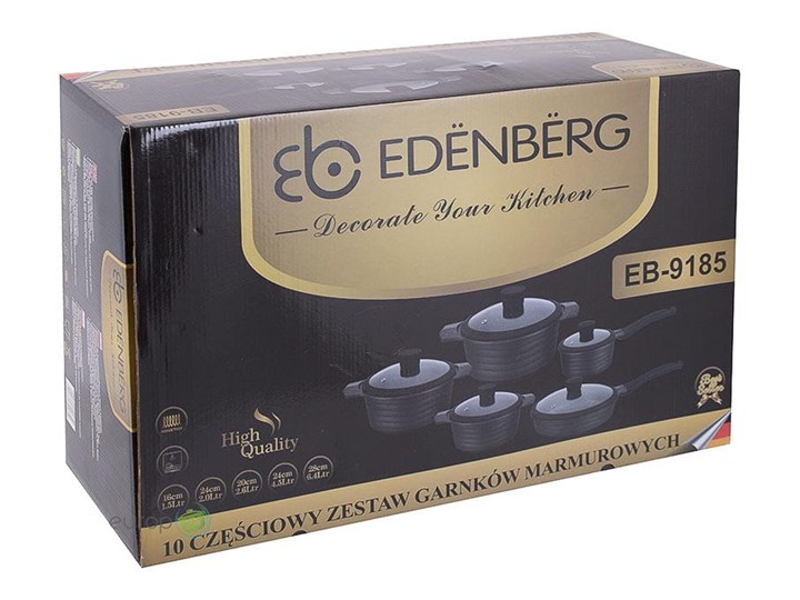 Zestaw garnków marmurowych Edenberg EB 9185 Garnek komplet indukcja Kategoria Zestawy garnków i patelni Aluminium Kolor Czarny