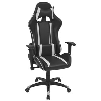 Rozkładane krzesło biurowe, sztuczna skóra, białe