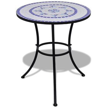 Stolik bistro, niebiesko-biały, 60 cm, mozaikowy