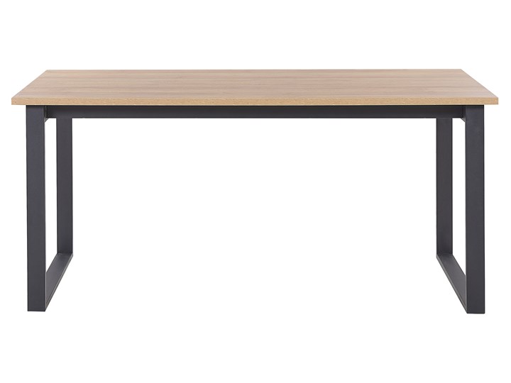 Stół do jadalni ciemne drewno z czarnym 160 x 80 cm prostokątny blat metalowe nogi dla 6 osób styl industrialny Płyta MDF Długość 160 cm Pomieszczenie Stoły do jadalni