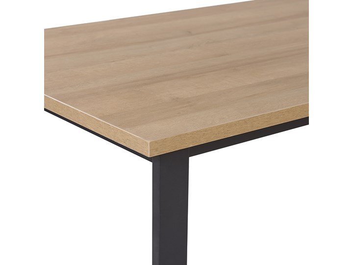Stół do jadalni ciemne drewno z czarnym 160 x 80 cm prostokątny blat metalowe nogi dla 6 osób styl industrialny Długość 160 cm Płyta MDF Pomieszczenie Stoły do jadalni