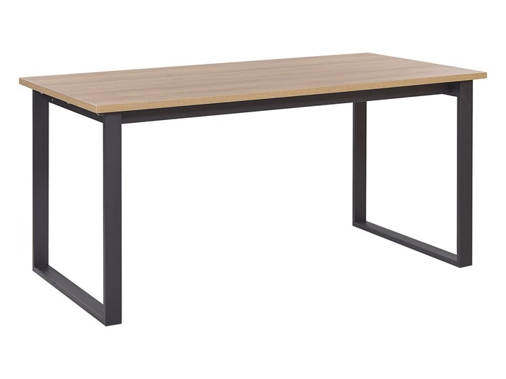 Stół do jadalni ciemne drewno z czarnym 160 x 80 cm prostokątny blat metalowe nogi dla 6 osób styl industrialny Płyta MDF Kategoria Stoły kuchenne Długość 160 cm Styl Nowoczesny