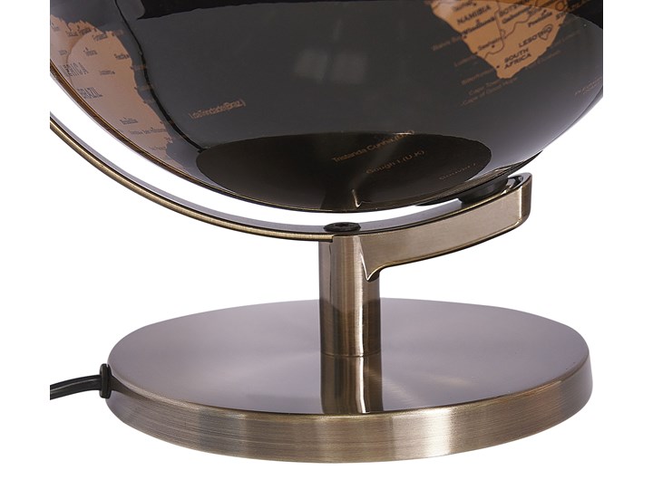 Globus czarny materiał syntetyczny średnica 23 cm podświetlany LED na biurko ozdobny dekoracyjny Globusy Metal Kategoria Figury i rzeźby Kolor Złoty