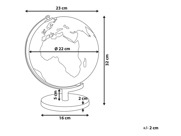 Globus czarny materiał syntetyczny średnica 23 cm podświetlany LED na biurko ozdobny dekoracyjny Kategoria Figury i rzeźby Metal Globusy Kolor Złoty