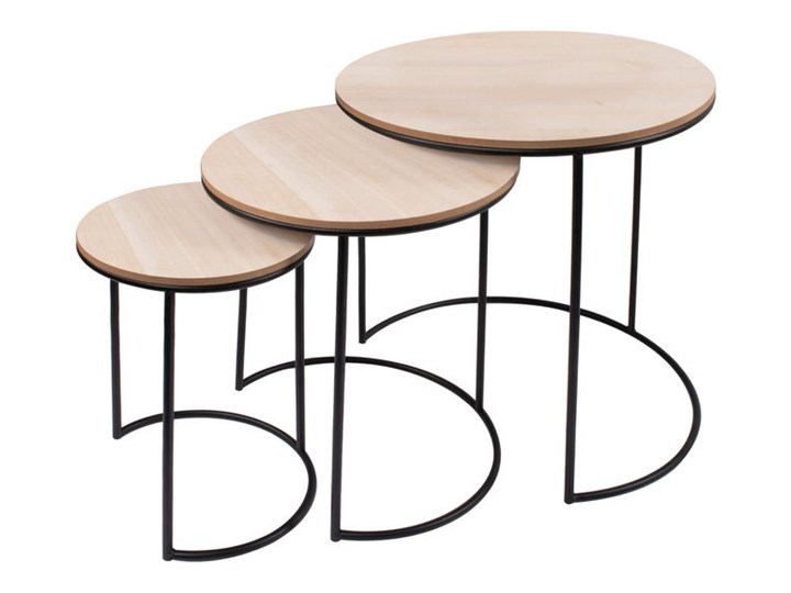 Stolik kawowy loft, metalowy industrialny zestaw 3 szt. drewniane Zestaw stolików Drewno Wysokość 41 cm Wysokość 36 cm Płyta MDF Wysokość 46 cm Styl Vintage