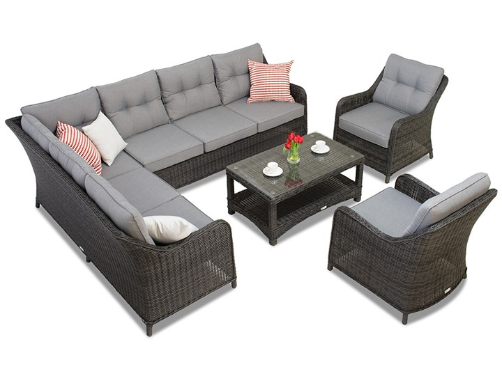 Zestaw technorattanowy z narożnikiem Toledo Corner 7 antracyt Garden Point Tworzywo sztuczne Zestawy kawowe Aluminium Zawartość zestawu Stół