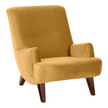 Żółty fotel z brązowymi nogami Max Winzer Brandford Suede