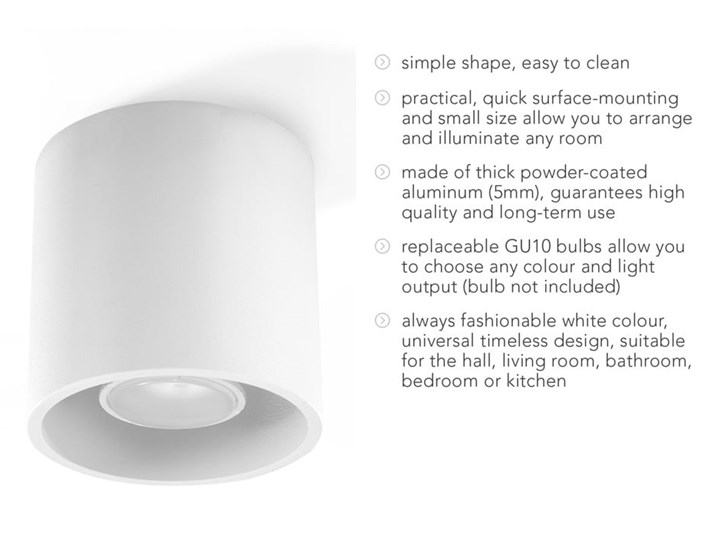 Biała lampa sufitowa Nice Lamps Roda Kolor Biały Oprawa stropowa Oprawa halogenowa Okrągłe Kategoria Oprawy oświetleniowe