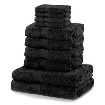 Komplet 10 czarnych ręczników DecoKing Marina Black