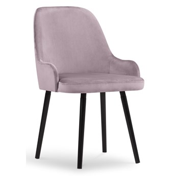 Krzesło welurowe z podłokietnikami różowe nogi czarne