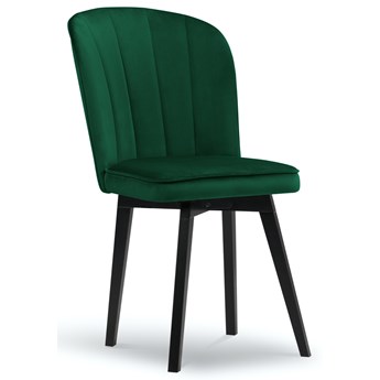 Krzesło welurowe tapicerowane zielone nogi drewno bukowe czarne 50x65 cm
