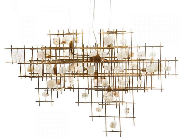Lampa wisząca z kamieniami ozdobnymi złota 100x61 cm