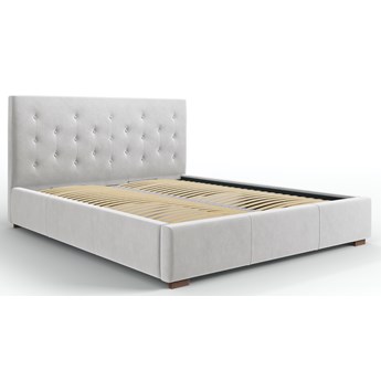 Łóżko z pojemnikiem welurowe szare 200x180 cm