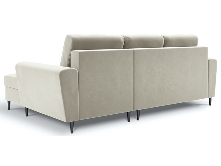 Narożnik rozkładany 4-os. Moghan 236x145 cm beżowy nogi czarne prawy Prawostronne Funkcje Z pojemnikiem na pościel