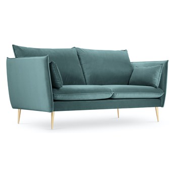 Sofa 2 osobowa welurowa jasnoniebieska nogi złote 143x100 cm