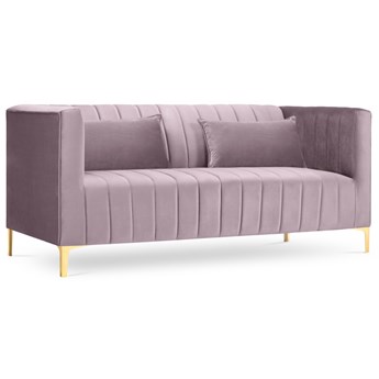 Sofa 2 osobowa welurowa różowa nogi złote 160x85 cm