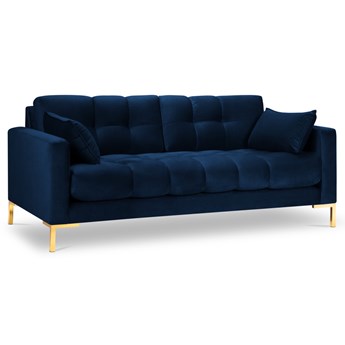 Sofa 2 osobowa niebieska nogi złote 152x92 cm