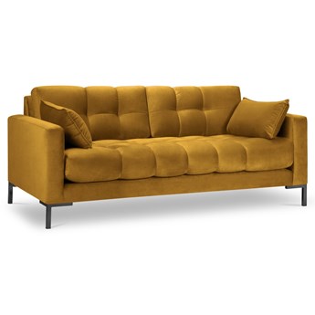 Sofa 2 osobowa żółta nogi czarne 152x92 cm