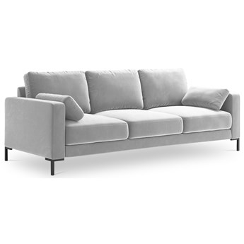Sofa 3 osobowa srebrna nogi czarne 220x92 cm