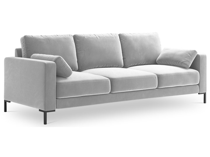 Sofa 3 osobowa srebrna nogi czarne 220x92 cm