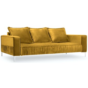 Sofa 3 osobowa żółta nogi srebrne 216x98 cm