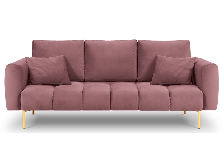 Sofa 3-os. Malvin 220 cm różowa nogi złote Stała konstrukcja Nóżki Na nóżkach