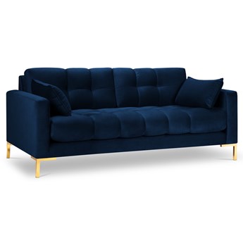 Sofa 3 osobowa niebieska nogi złote 177x92 cm